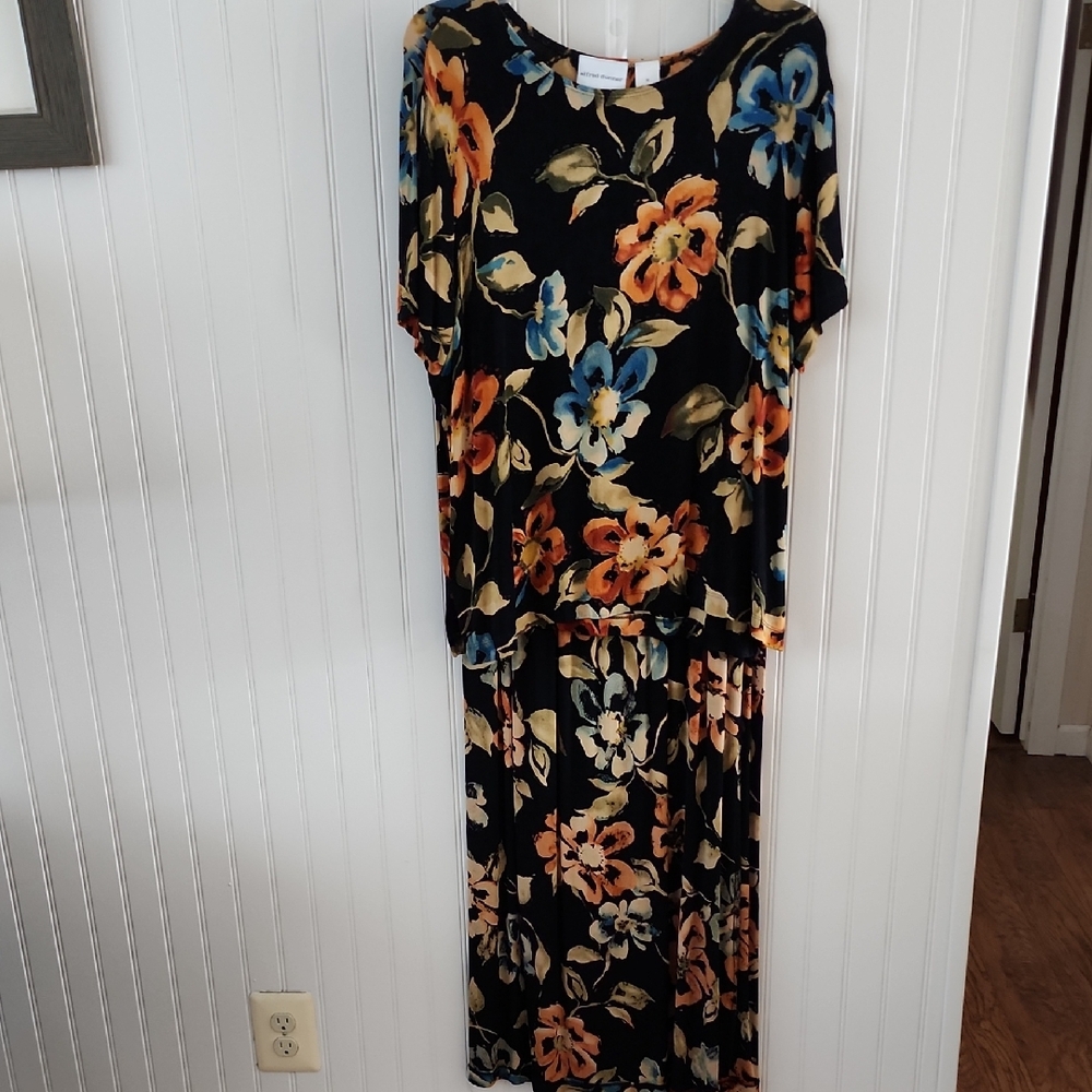 Floral Black 2pc Skirt Set